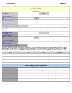 Agency Profile Appendix A