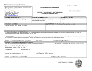 Florida District Plan for English Language Learners