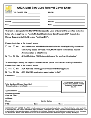 AHCA Med-Serv 3008 Referral Cover Sheet