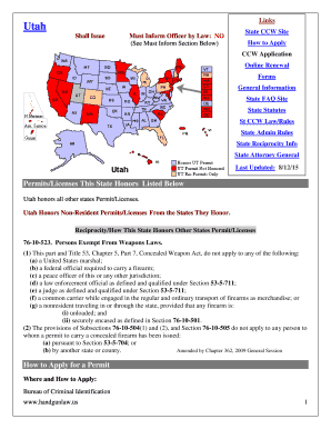 Utah Concealed Firearm Permit Application
