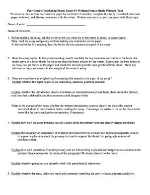Essay Peer Review Form