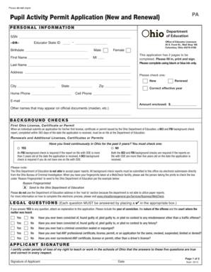 Ohio Pupil Activity Permit Application