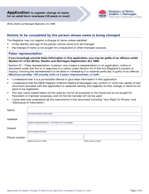 NSW Adult Overseas Change of Name Application