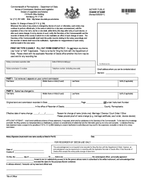 Pennsylvania Notary Public Change of Name Form