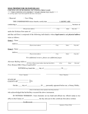 Nevada Fictitious Firm Name Certificate