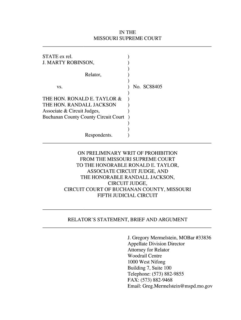 IN THE MISSOURI SUPREME COURT STATE ex rel ) J MARTY R Preview on Page 1