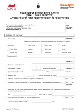 UK Small Ships Registration Form