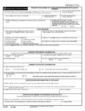 VA Form 22-1995 Request for Change of Education Program