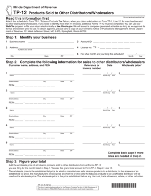 Illinois TP-12 Tobacco Products Tax Form