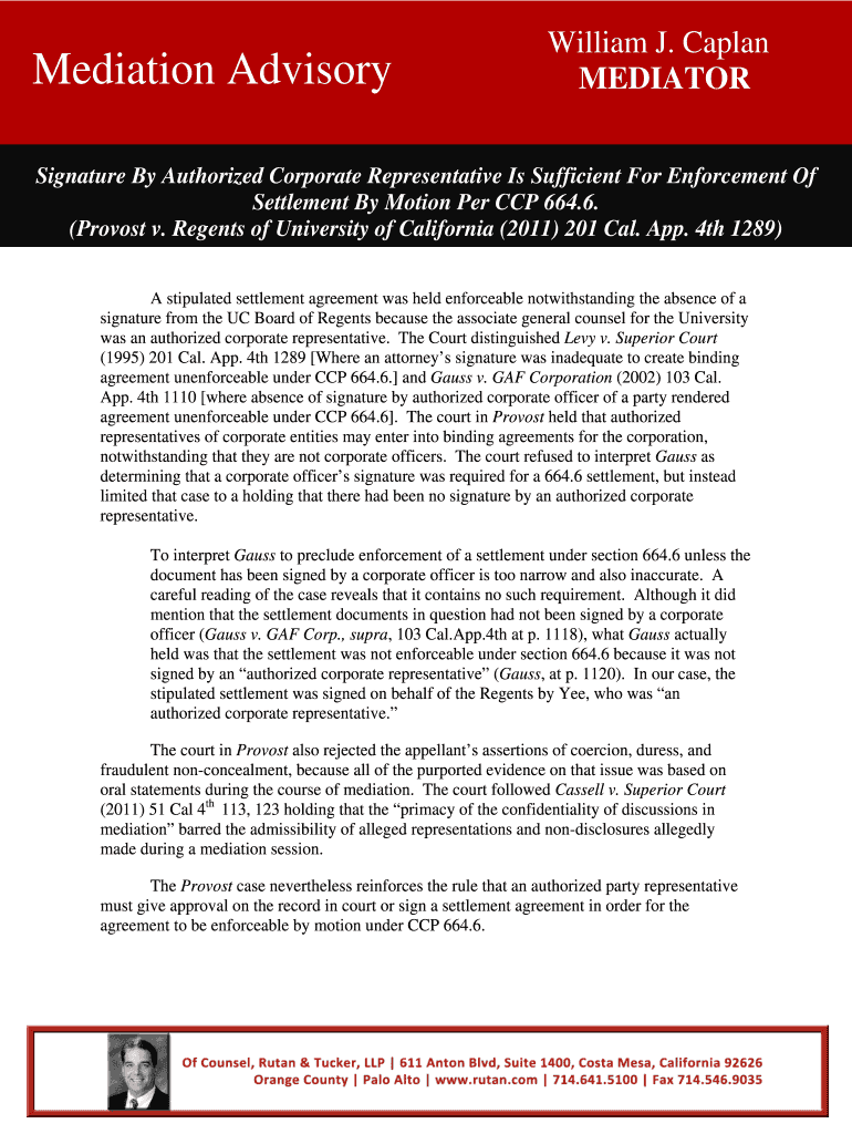 Signature By Authorized Corporate Representative Is Sufficient For Enforcement Of Preview on Page 1