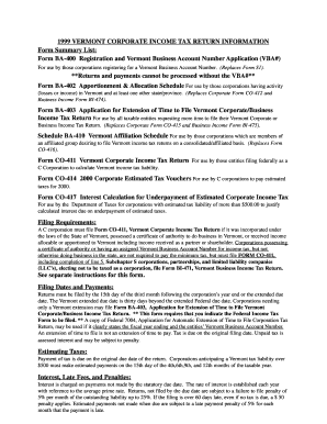 Vermont Corporate Income Tax Return