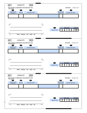 Oklahoma Corporate Estimated Tax Form OW-8-ESC