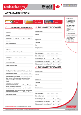 Canada Tax Refund Application Form