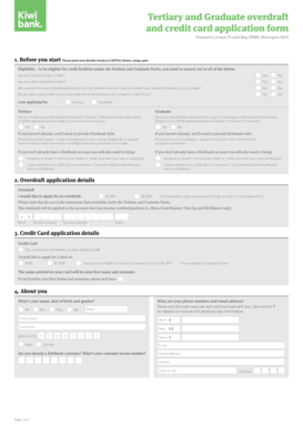 Tertiary and Graduate Overdraft and Credit Card Application Form