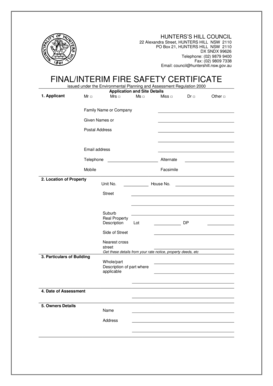 Final Interim Fire Safety Certificate