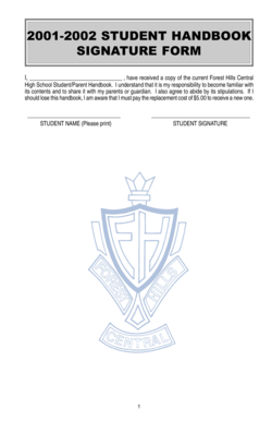 Student Handbook Acknowledgement Form