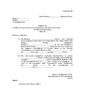 Form C.T.2 Certificate for Export Warehousing