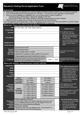 UK Resident's Parking Permit Application Form