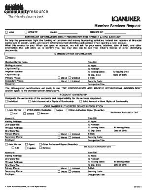 Member Services Request Form
