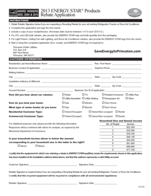 2013 Energy Star Rebate Application