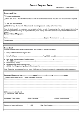New Zealand Court Records Search Request Form