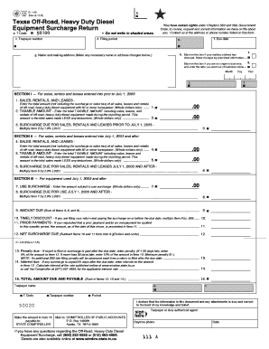 Texas Off-Road Heavy Duty Diesel Equipment Surcharge Return