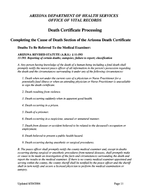 Cause of death certificate - death certificate processing in arizona 2013 form