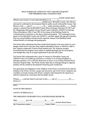 Hold harmless affidavit and vairance request for ... - Bernalillo County - bernco