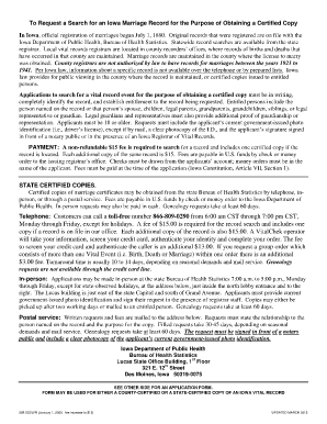 Iowa Marriage Record Request Form