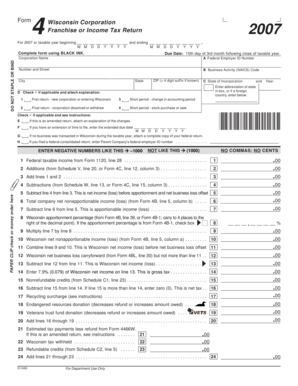 Wisconsin Corporation Franchise or Income Tax Return