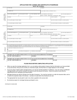 California Marriage License Application