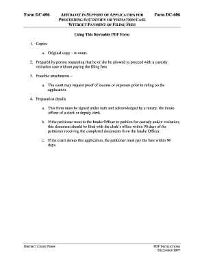 Virginia Custody Visitation Fee Waiver Form