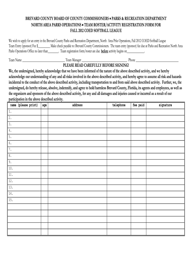 Softball Roster Form 20202022 Fill and Sign Printable Template