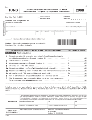 Wisconsin 1CNS Tax Return