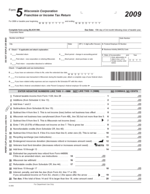 Wisconsin Corporation Franchise or Income Tax Return 2009