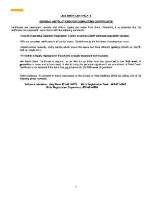 Nebraska Live Birth Certificate