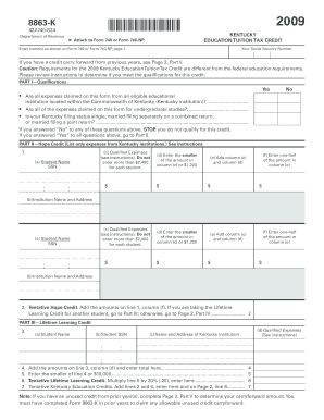 Kentucky Education Tuition Tax Credit Form 8863-K
