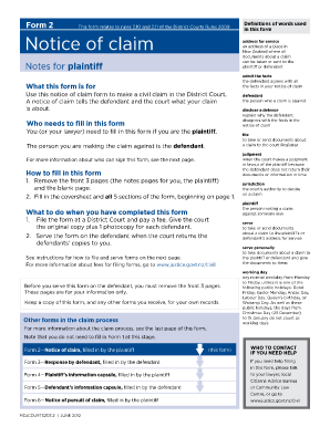 New Zealand Notice of Claim Form