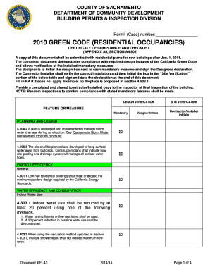California Green Code Certificate of Compliance