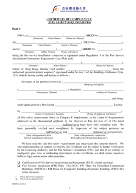 Certificate of Compliance Fire Safety Requirements