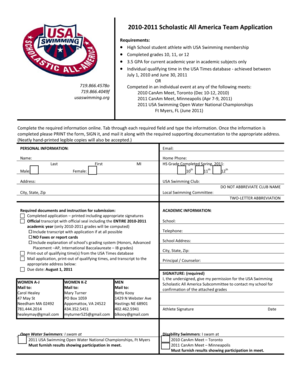 2010-2011 Scholastic All America Team Application