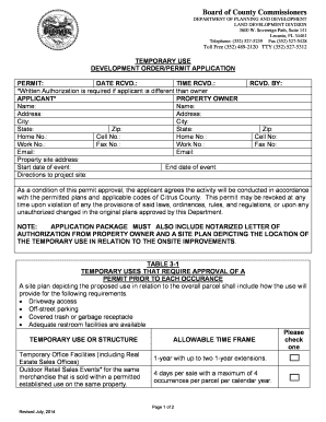 Temporary Use Development Order Permit Application