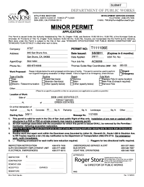 San Jose Minor Utility Permit Application