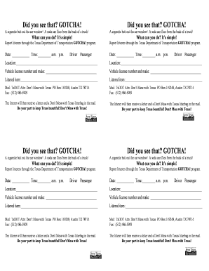 Texas Littering Report Form
