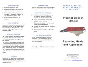North Carolina Precinct Election Official Application