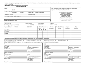 Saginaw County Employment Application