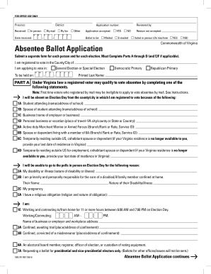 Virginia Absentee Ballot Application Form