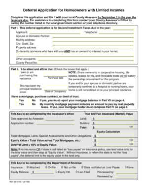 Washington Property Tax Deferral Application