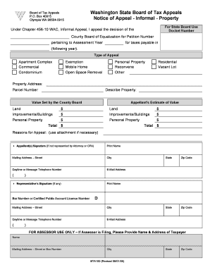 Washington State Property Tax Appeal Form