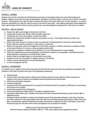 Spokane County Parks Code of Conduct
